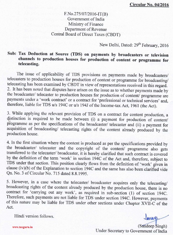 4-2016 Circular CBDT