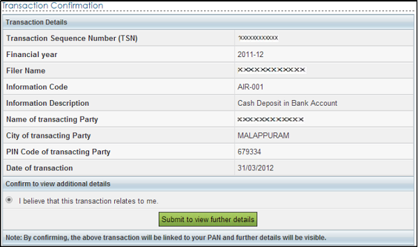 How to link large value transaction(s) to a valid PAN