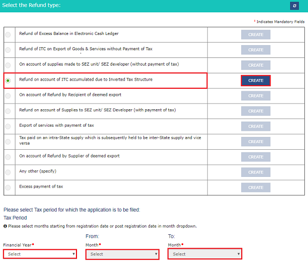 How to claim GST refund of ITC accumulated due to Inverted Tax Structure