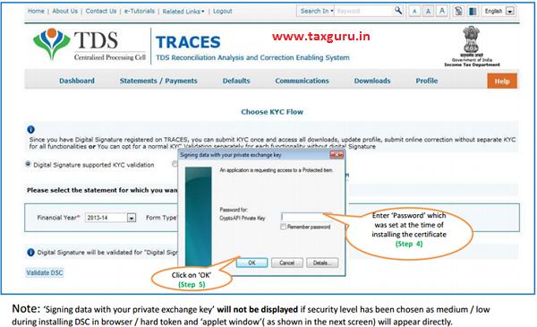 Digital Signature supported KYC Validation contd. (Step 4 & Step 5)