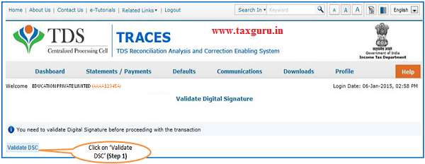 Digital Signature supported KYC Validation –KYC page -user has already validated the DSC supported KYC