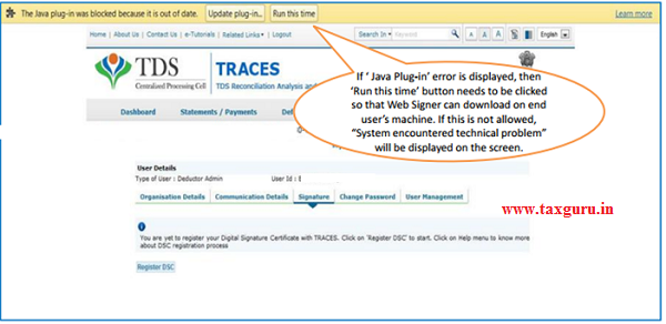 Error Messages at the time of Register Digital Signature (Contd.) image 2