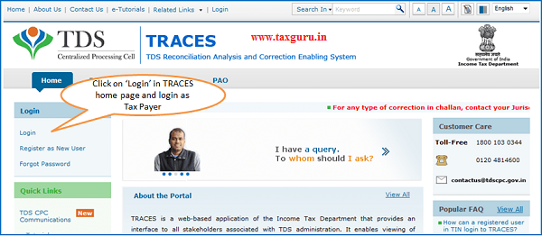 Home Page – Login to TRACES