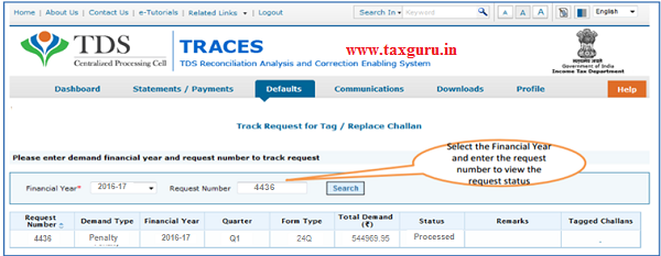 Select Track Request Option- To Track Request Status image 3