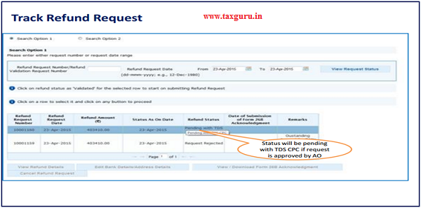 Step 11 (Contd) Status will be pending with TDSCPC if request is