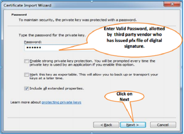 Steps for Installation of Digital Signature Certificate (.PFX file) image 4