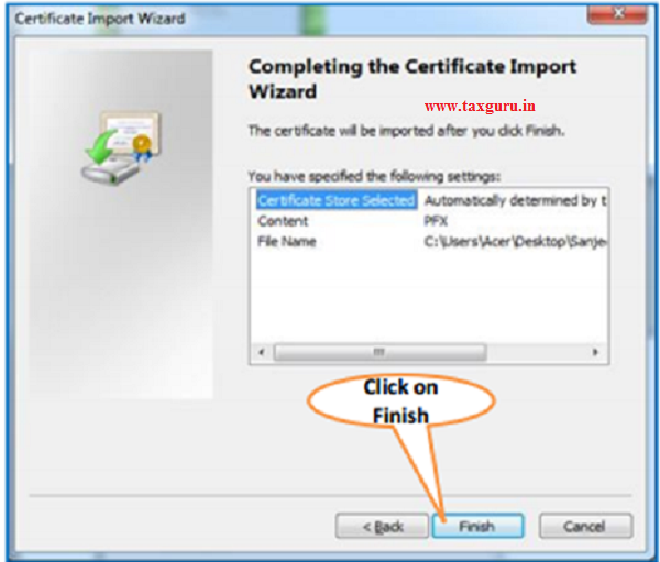 Steps for Installation of Digital Signature Certificate (.PFX file) image 6