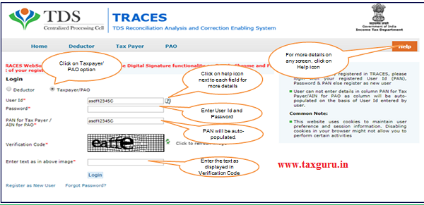 Step 1 Login to TRACES website
