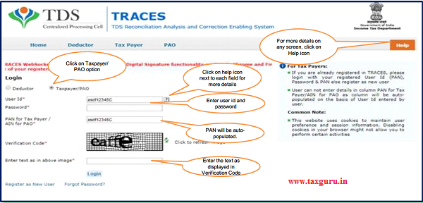 Step 1 Login to TRACES website with your User ID, “Password” and the “Verification Code.