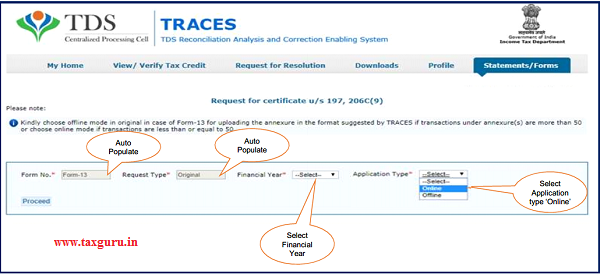 Step 5 Select Financial Year and Application Type then click on ‘Proceed’