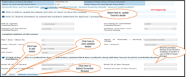 Step 6 (Contd.) Select Tenant Details tab to update respective