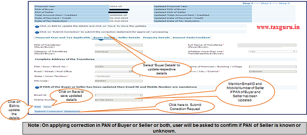 Step 6 (Contd.) Select “Buyer Details” option to update respective details