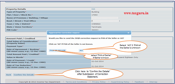 Step 6 (Contd.) User will be asked to confirm if PAN of the Seller is known or unknown