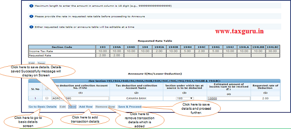 Step 8 (Contd.) Click on 'Add Row' button to add transaction details
