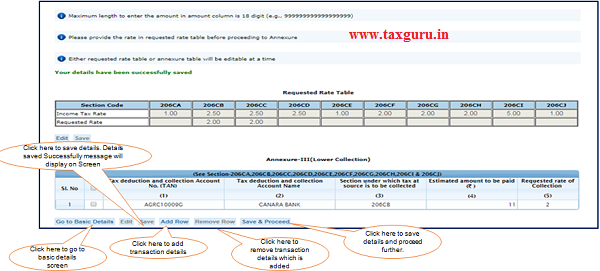Step 8 (Contd.) Click on 'Add Row' button to add transaction
