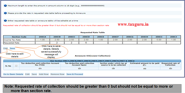 Step 8 (Contd.) Provide rate in requested rate table before proceeding