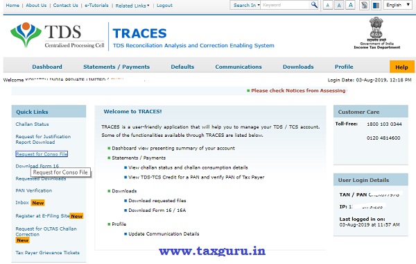 Download consolidation and justification file from TRACES- Image3