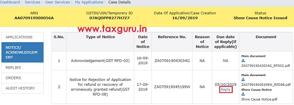 View notices orders and File Reply to the Issued Notices Image 12