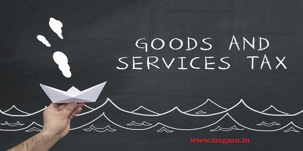 Finance, tax, business concept. hand holding sailing paper ship with text: goods and services tax GST