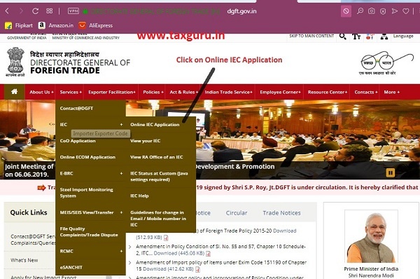 Click Online IEC Application