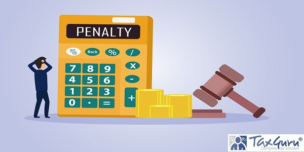 Penalty - Businessman with Penalty text on the calculator with coins and justice gavel
