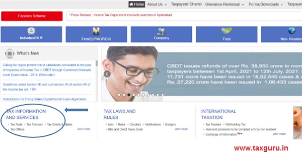 Click on Tax Tools under the heading Tax Information & Services