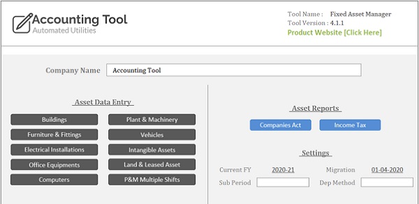 Fixed Asset Management Tool with Depreciation Calculator