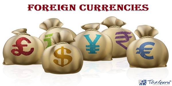 Foreign Currencies - Illustrations of lots of money sacks with currency symbols on them