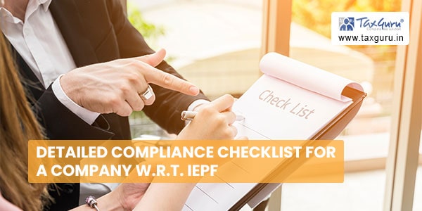 Detailed compliance checklist for a Company w.r.t. IEPF