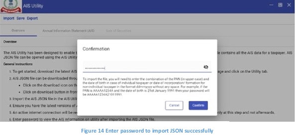Figure 14 Enter password to import JSON successfully