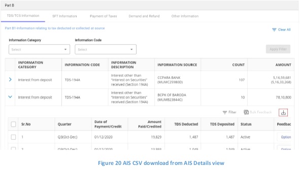 Figure 20 AIS CSV download from AIS Details view