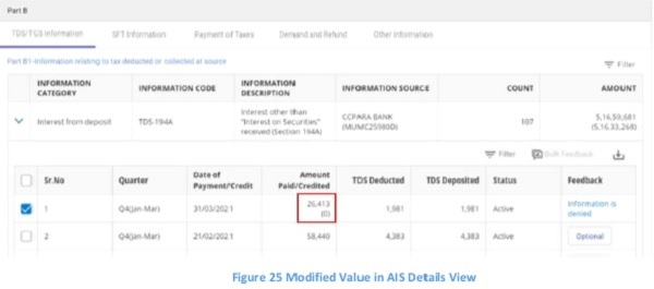 Figure 25 Modified Value in AIS Details View
