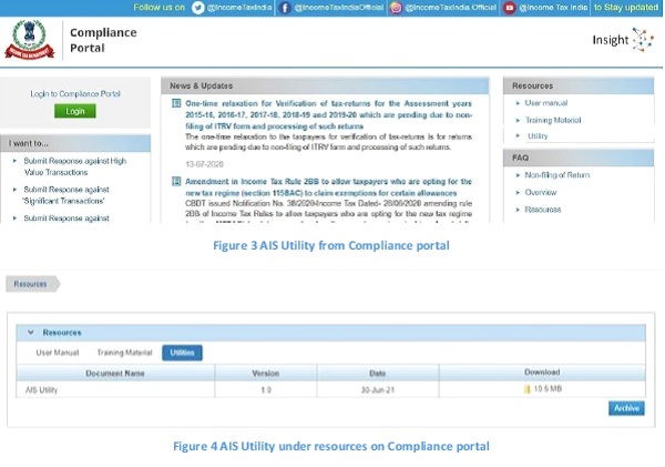 Figure 3 AIS Utility from Compliance portal And Figure 4 AIS Utility under resources on Compliance portal