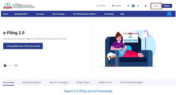Figure 5 e-filing portal homepage