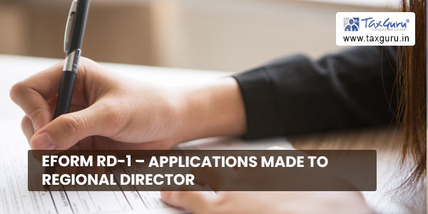 eForm RD-1 - Applications made to Regional Director