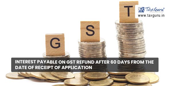 Interest payable on GST refund after 60 days from the date of receipt of application