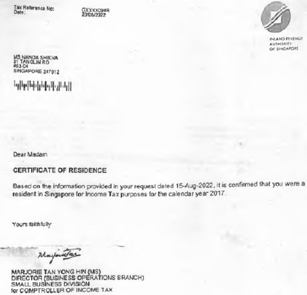 Certificate of Residence 2