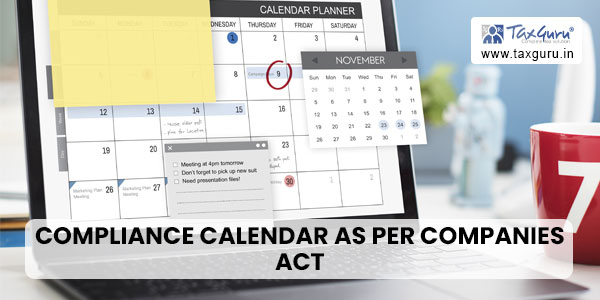 Compliance Calendar as per Companies Act