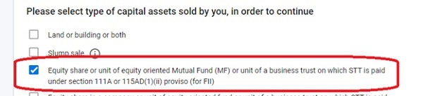 Select the type of Capital assets sold