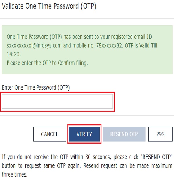 Validate one time password
