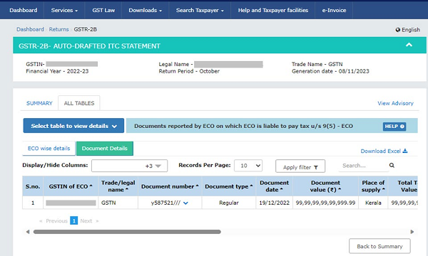 To view the records in ECO-Documents table