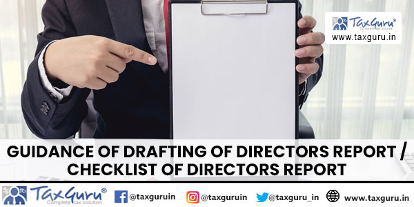 Guideline on Drafting of Directors Report Checklist of Directors Report