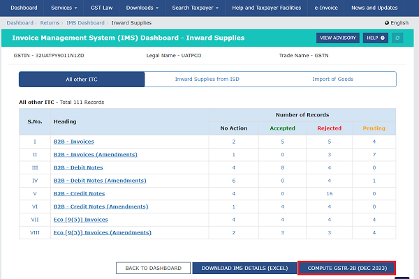 Generation of GSTR 2B